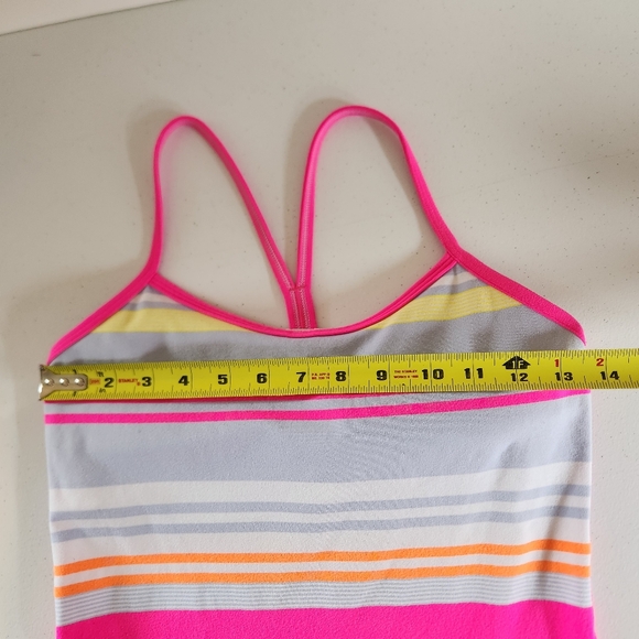 LULULEMON POWER Y TANK TOP RASPBERRY GROOVY STRIPE MULTI GLOW SIZE 4 Gym Yoga - Picture 5 of 7
